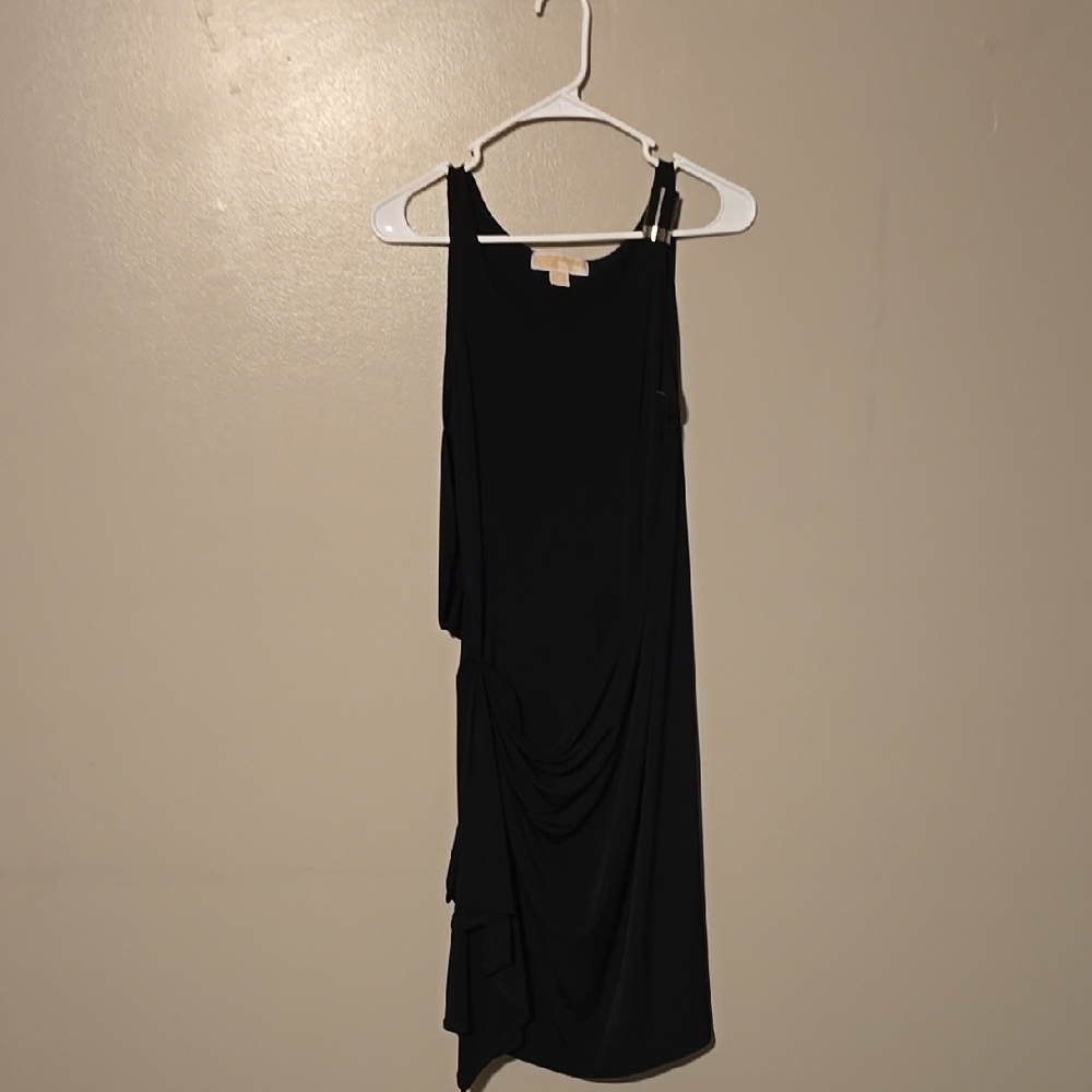 Michael Kors Sleeveless Wraped Midi Dress Black Womens Size Small